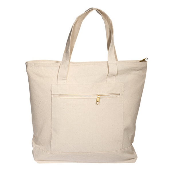 Zippered Cotton Canvas Tote Bag Thumbnail