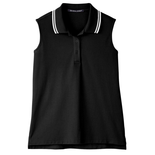 Women's CrownLux Performance® Plaited Tipped Sleeveless Polo Thumbnail