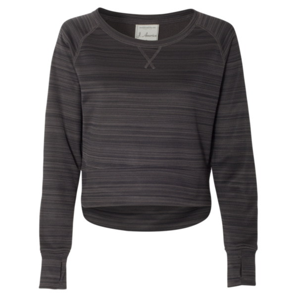 Women's Odyssey Striped Performance Fleece Hi-Low Crewneck Sweatshirt Thumbnail