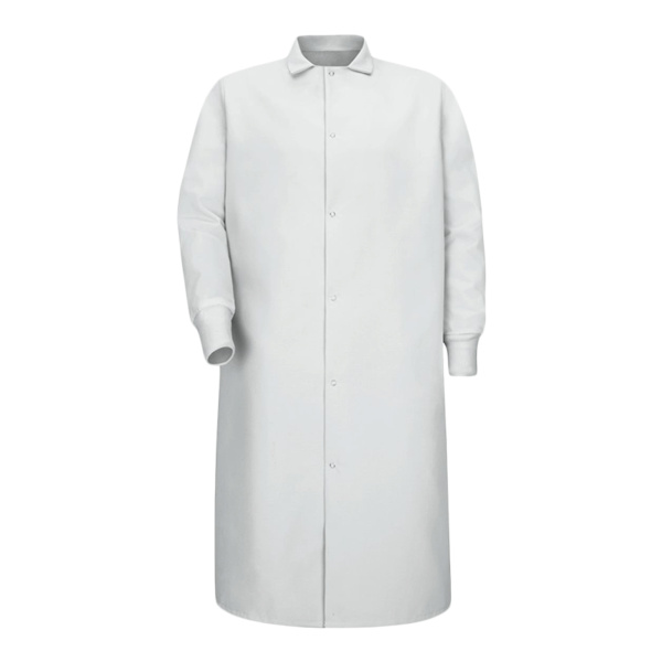Unisex Gripper-Front Pocketless Butcher Coat With Knit Cuffs Thumbnail