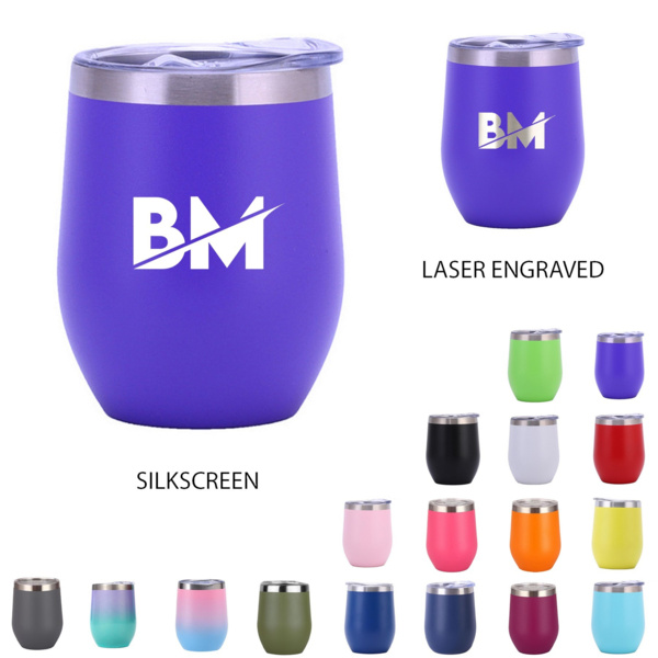 12 oz Stemless Insulated Wine Tumbler – Stainless Steel Double Wall Promotional Drinkware Thumbnail