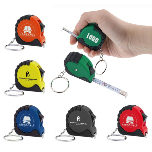 Mini Tape Measure Keychain – 3' Custom Logo Measuring Tape with Key Ring and Push Button Thumbnail