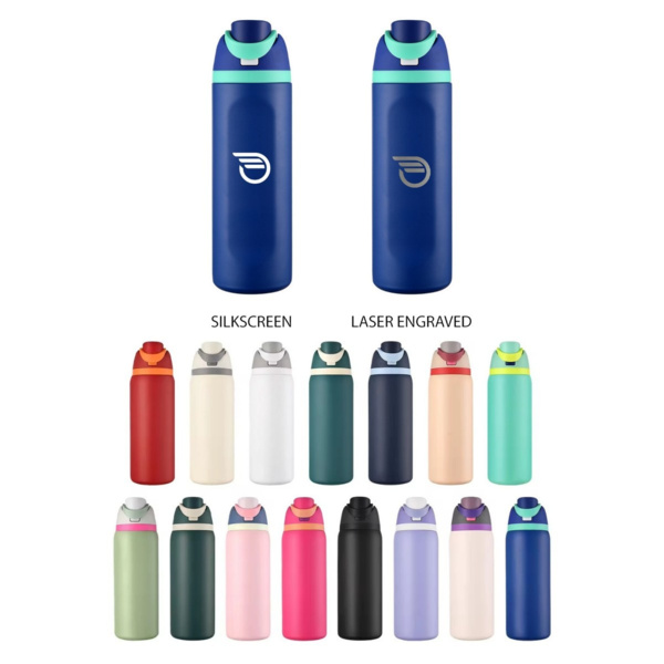 32 oz Insulated Stainless Steel Water Bottle | Flip Top Travel Bottle | Fitness & Wellness Promo Thumbnail