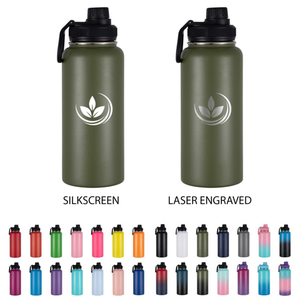 32 oz Stainless Steel Insulated Water Bottle – Twist Top Lid Travel Tumbler Drinkware Thumbnail