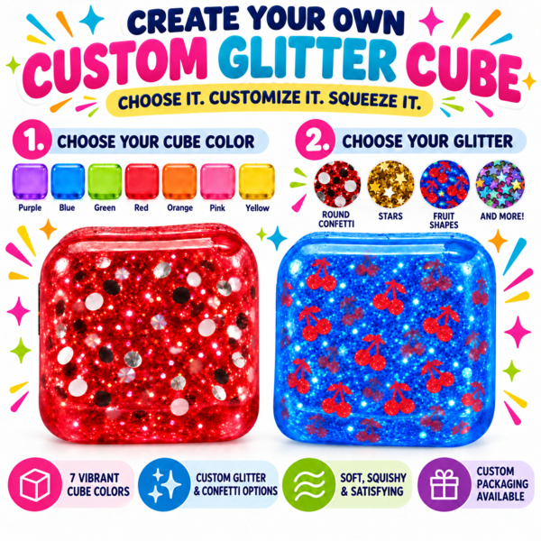 Custom Glitter Maltose Squishy Ice Cube Stress Sensory Fidget Toy | Promotional Stress Reliever Thumbnail